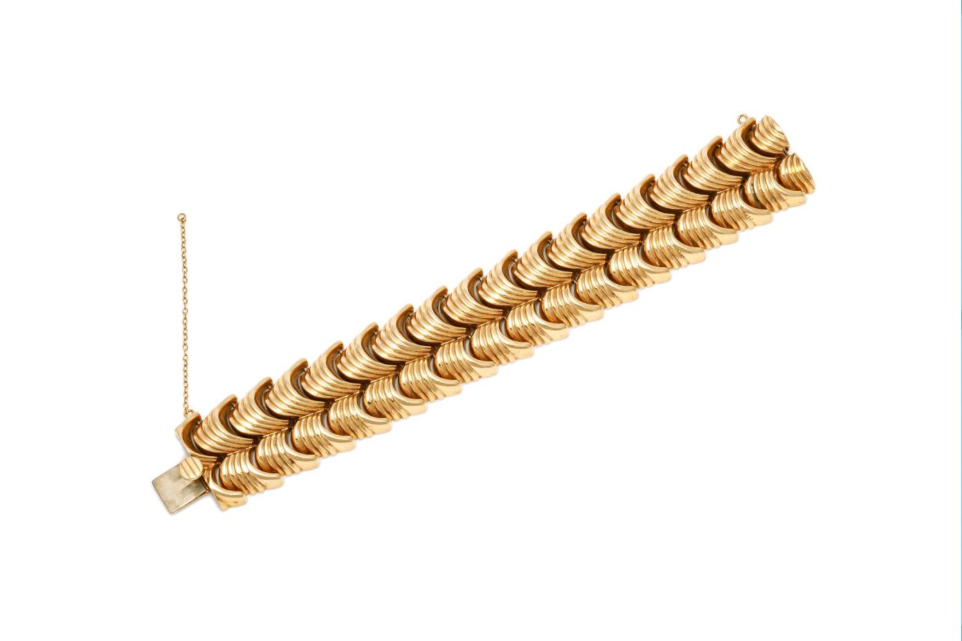 Vintage 1940s Retro Yellow Gold Scale Link Bracelet