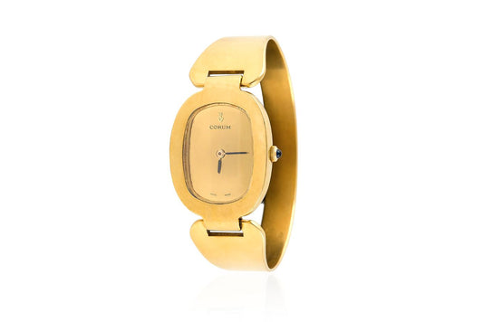 Vintage 1980s Corum Yellow Gold Bangle Watch