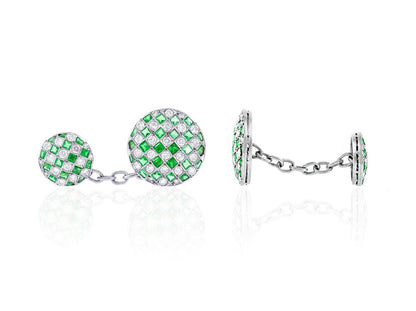 5.00 Carat Emerald & 2.00 Carat Diamond Cufflinks