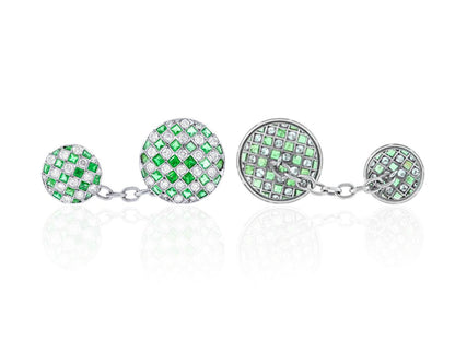 5.00 Carat Emerald & 2.00 Carat Diamond Cufflinks