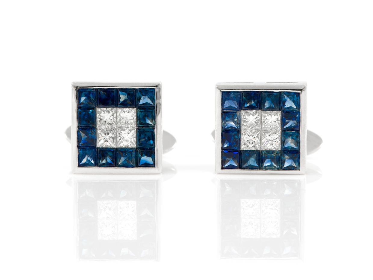 4.21 Carat Sapphire & Diamond Cufflinks