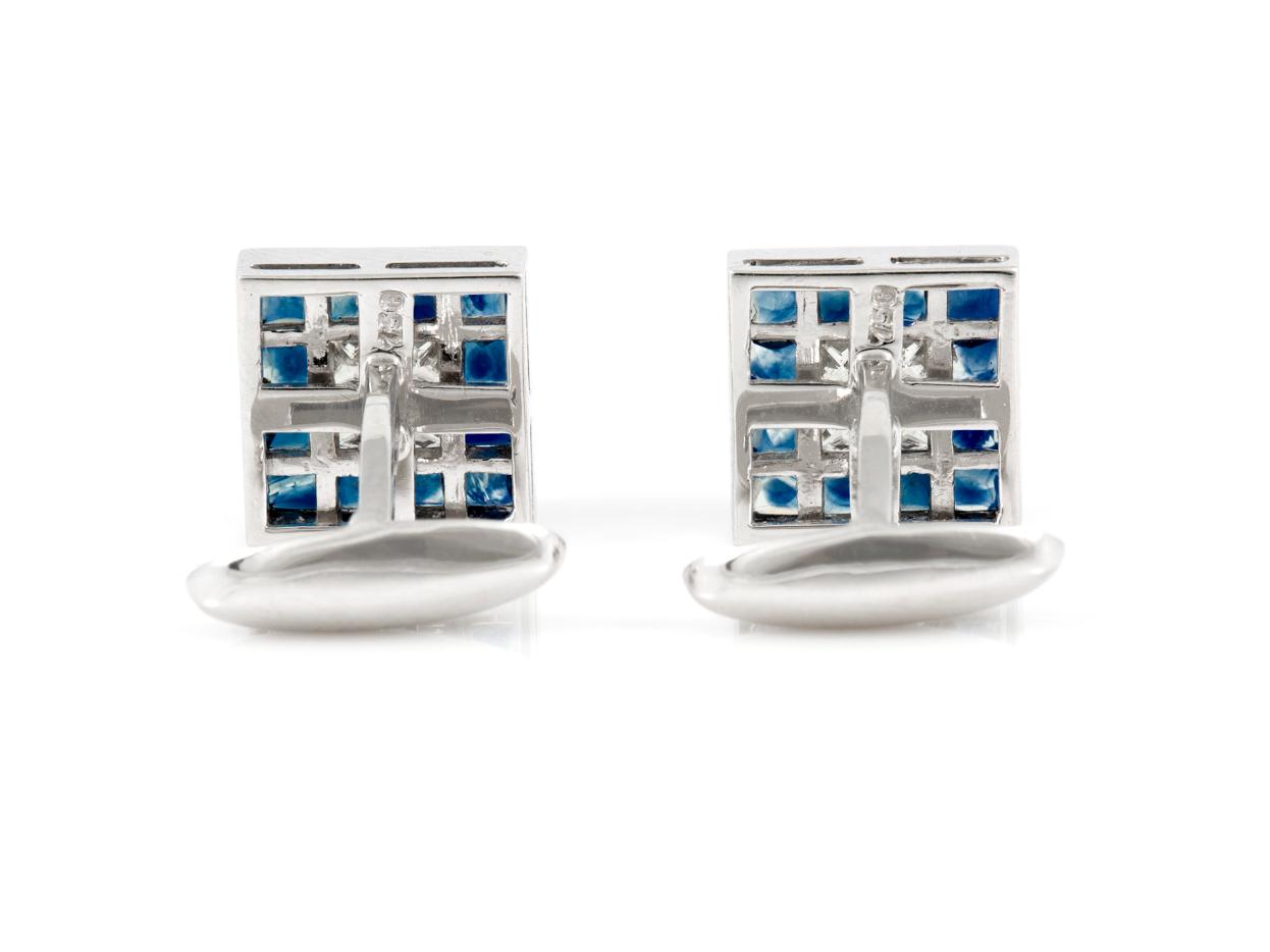 4.21 Carat Sapphire & Diamond Cufflinks