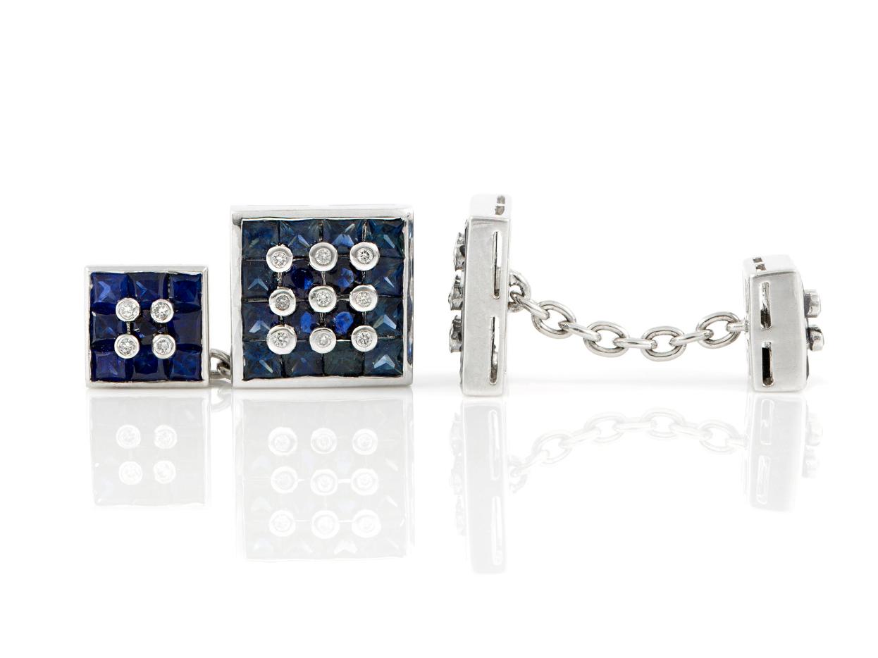 5.41 Carat Sapphire & Diamond Cufflinks