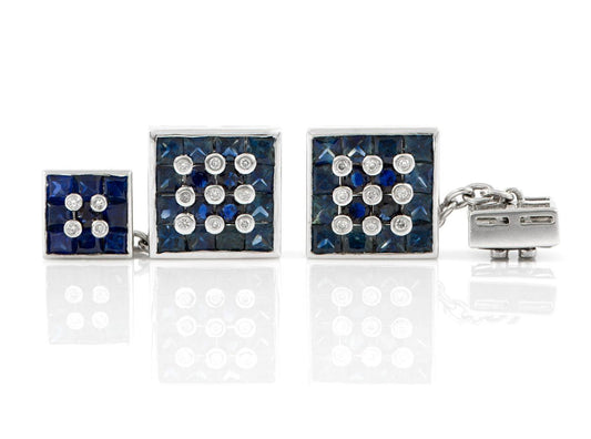 5.41 Carat Sapphire & Diamond Cufflinks