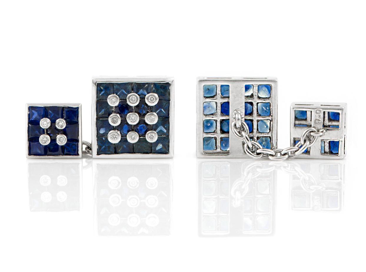 5.41 Carat Sapphire & Diamond Cufflinks