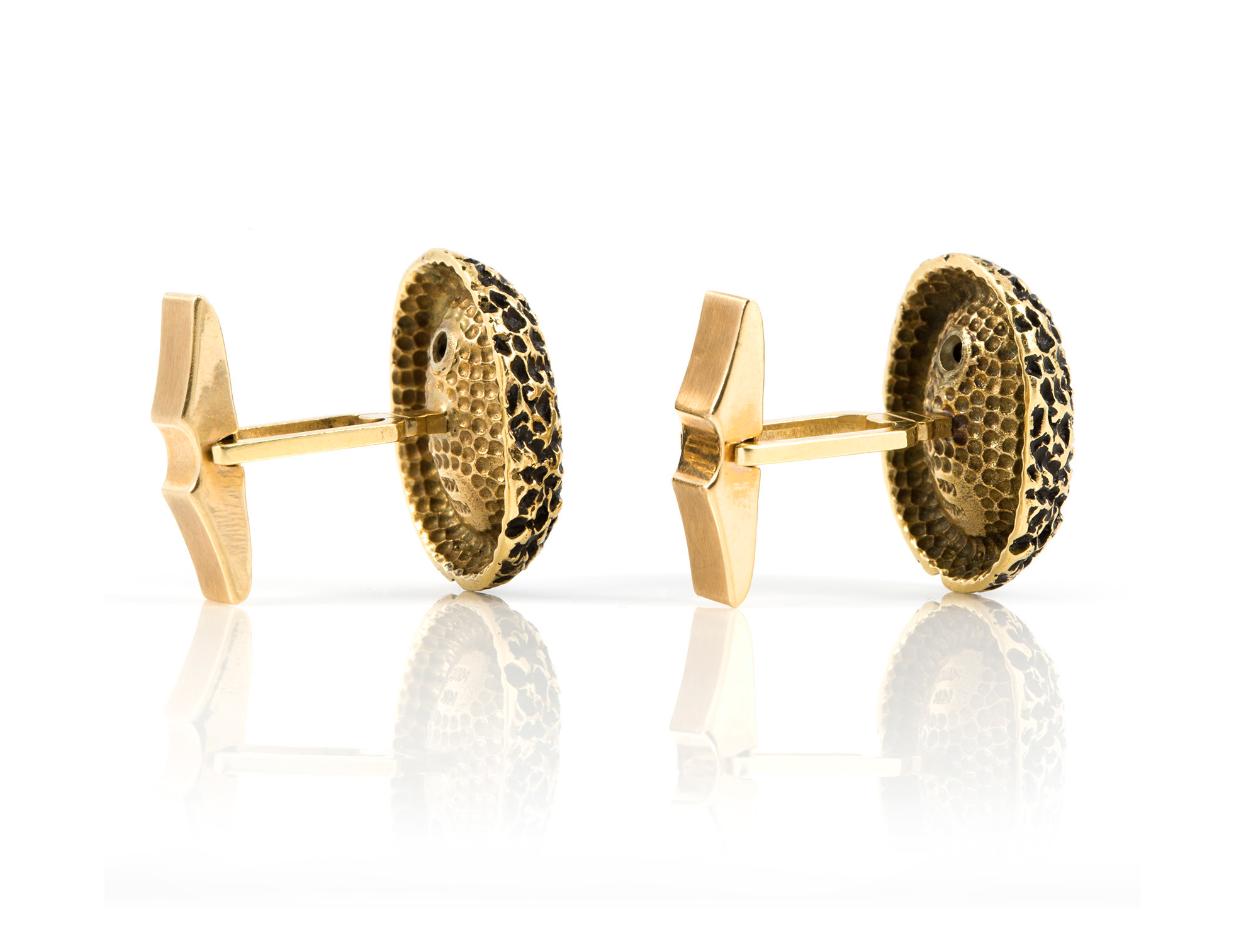 Vintage 1960s Gold, Lacquer & Diamonds Cufflinks