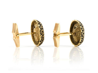 Vintage 1960s Gold, Lacquer & Diamonds Cufflinks