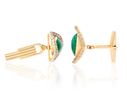 Vintage 1970s 15.00 Carat Emerald Cufflinks with Diamonds