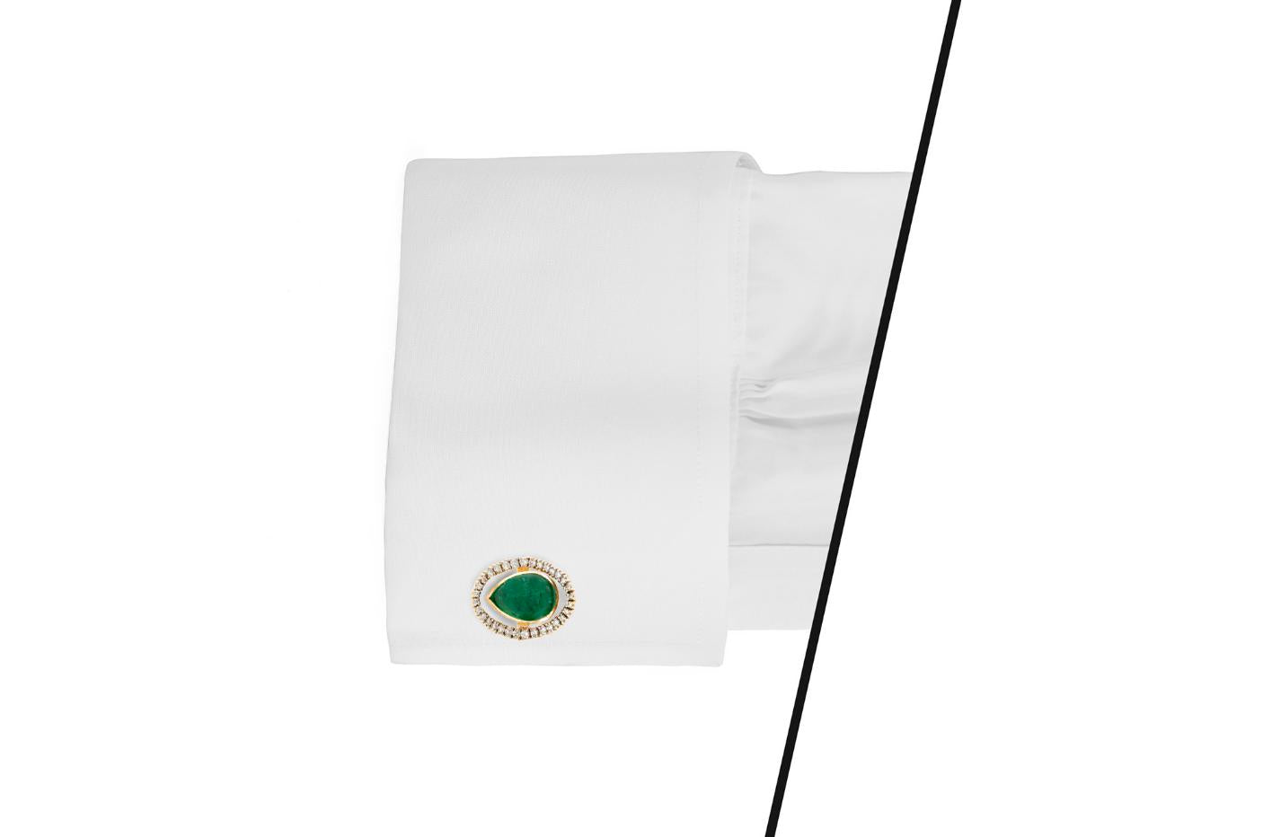 Vintage 1970s 15.00 Carat Emerald Cufflinks with Diamonds