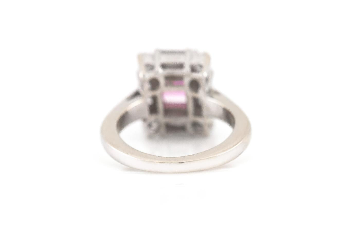 1.50 Carat Princess Cut Pink Sapphire Ring with Diamonds