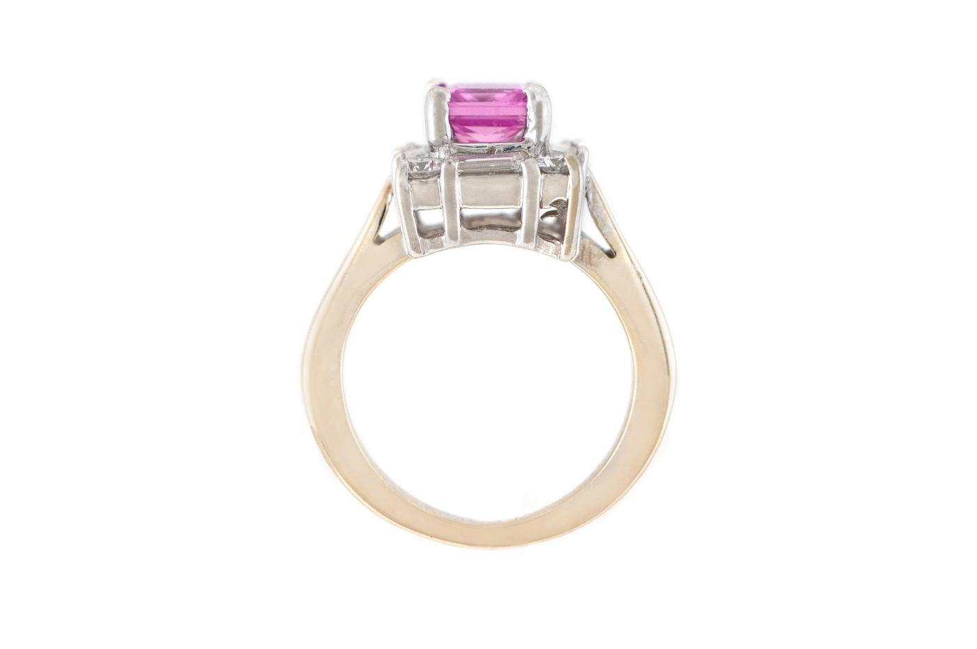 1.50 Carat Princess Cut Pink Sapphire Ring with Diamonds