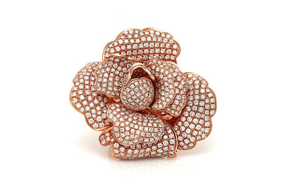 8.34 Carat Diamond Rose Flower Ring Pendant