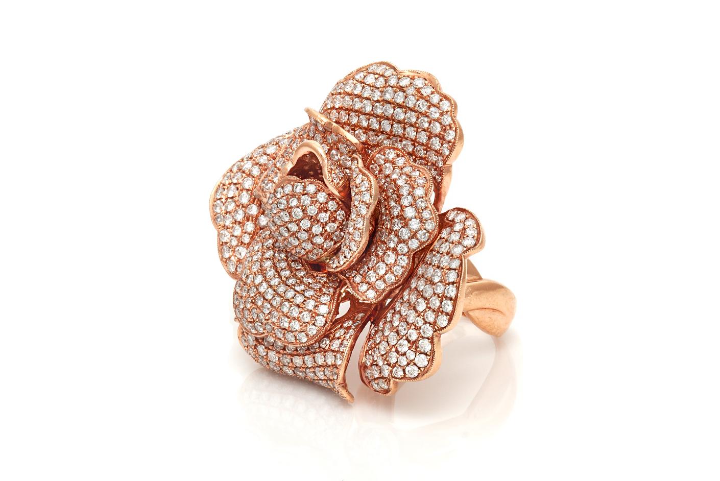 8.34 Carat Diamond Rose Flower Ring Pendant