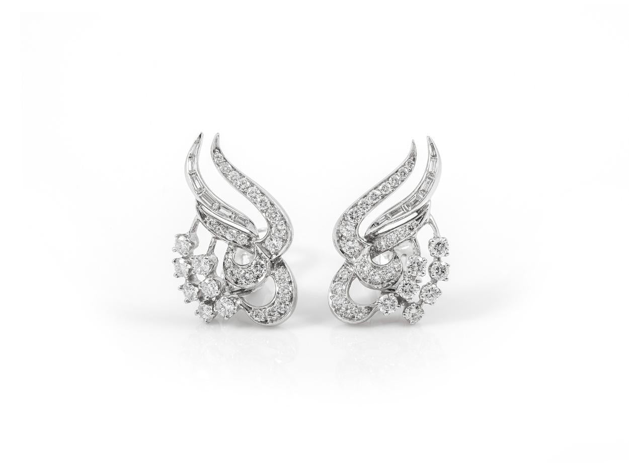 Vintage 1950s 4.00 Carat Diamond Earrings