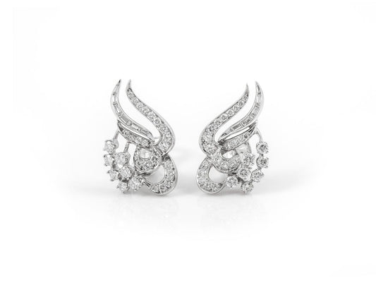 Vintage 1950s 4.00 Carat Diamond Earrings