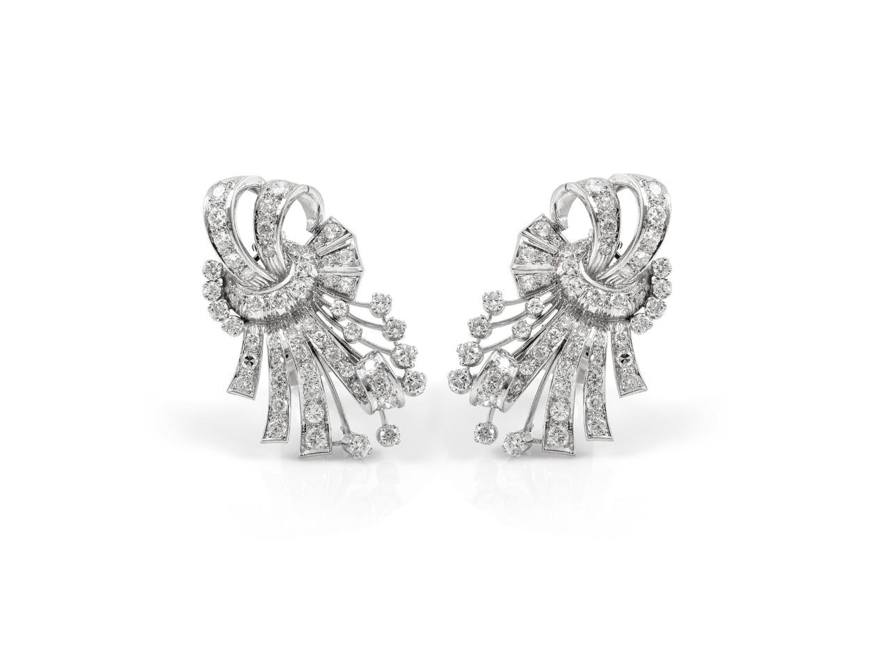 Vintage 1940s 6.00 Carat Diamond Earrings