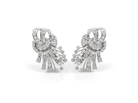 Vintage 1940s 6.00 Carat Diamond Earrings
