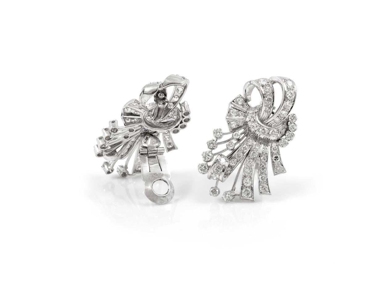 Vintage 1940s 6.00 Carat Diamond Earrings