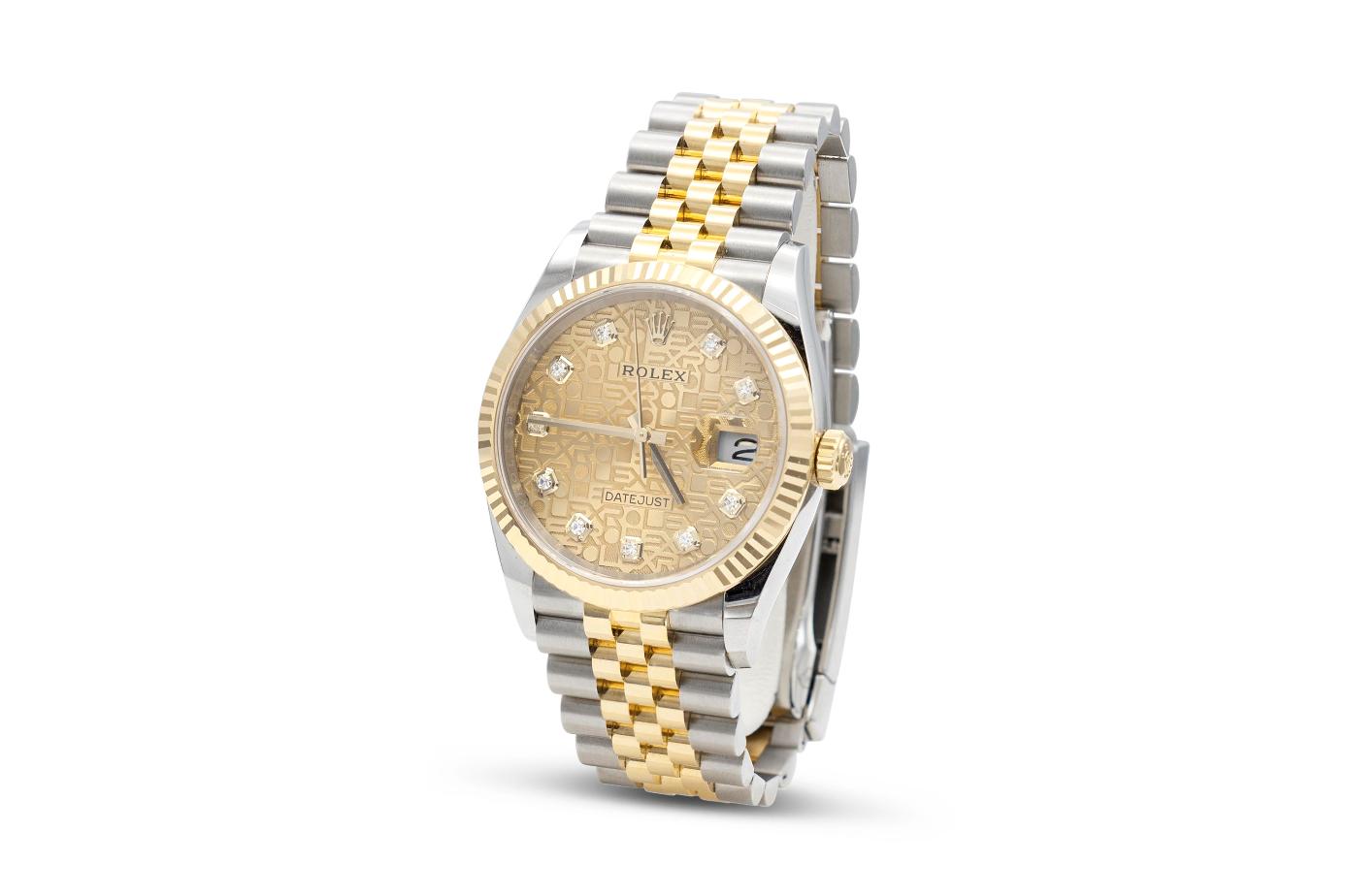 Rolex Two-Toned Logo Face Datejust Watch