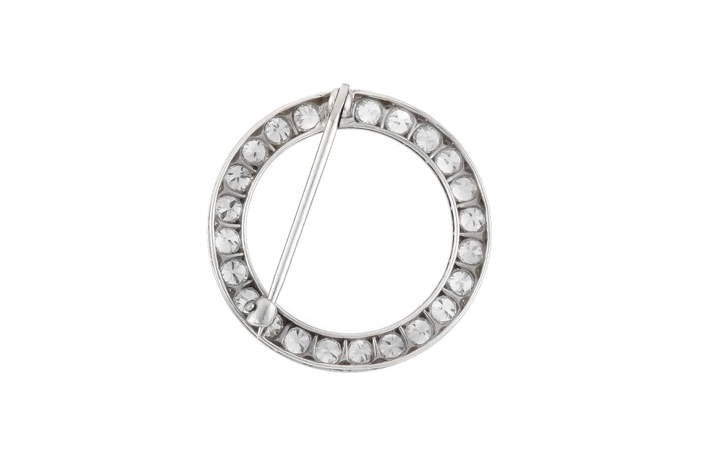 Antique Art Deco 1920s 4.00 Carat Diamond Circle Brooch