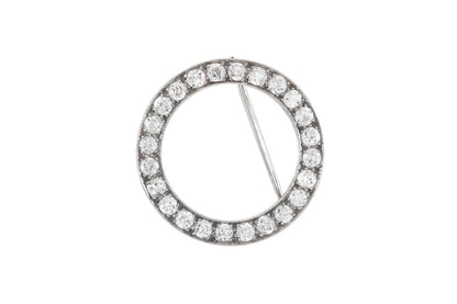 Antique Art Deco 1920s 4.00 Carat Diamond Circle Brooch