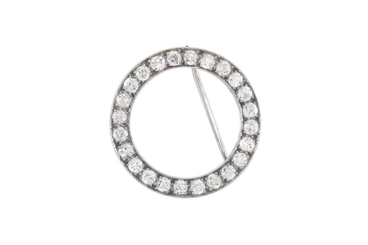 Antique Art Deco 1920s 4.00 Carat Diamond Circle Brooch
