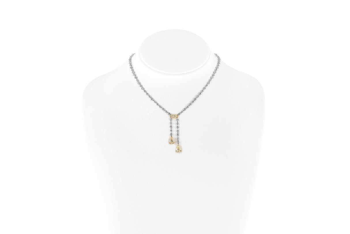 3.79 Carat Yellow Diamonds and 5.65 Carat White Diamond Lavalier Pendant Neckace