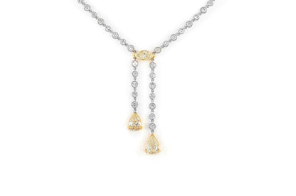 3.79 Carat Yellow Diamonds and 5.65 Carat White Diamond Lavalier Pendant Neckace