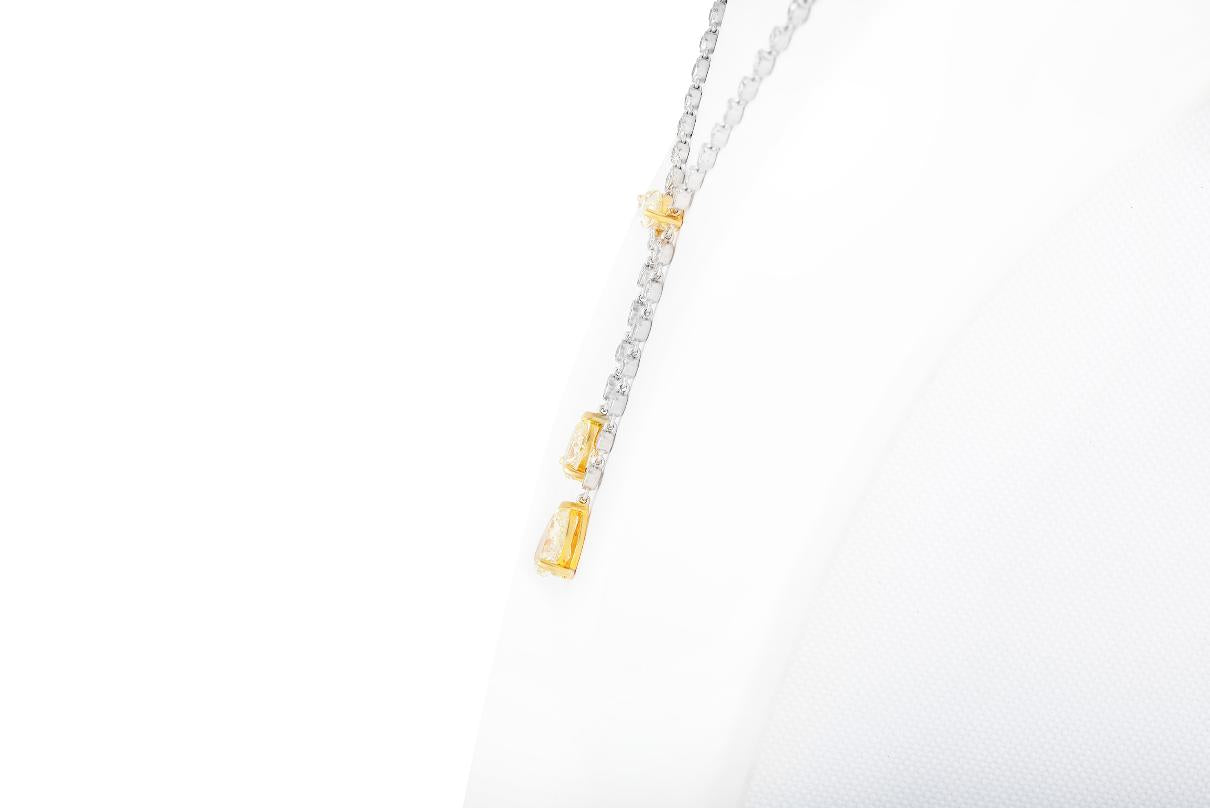 3.79 Carat Yellow Diamonds and 5.65 Carat White Diamond Lavalier Pendant Neckace
