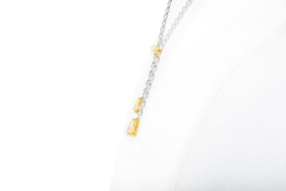 3.79 Carat Yellow Diamonds and 5.65 Carat White Diamond Lavalier Pendant Neckace