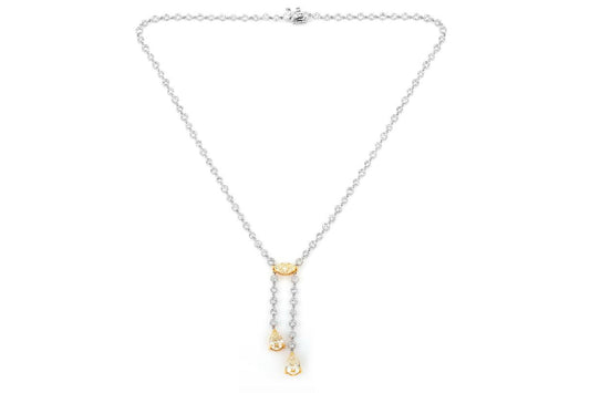 3.79 Carat Yellow Diamonds and 5.65 Carat White Diamond Lavalier Pendant Neckace