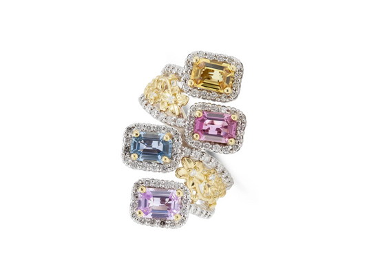 4.50 Carat Multi-Color Sapphire Ring with Diamonds