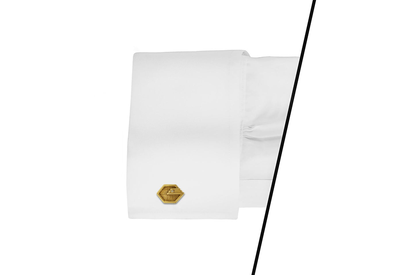 Vintage 1970s Gold Hexagonal Cufflinks with Diamonds