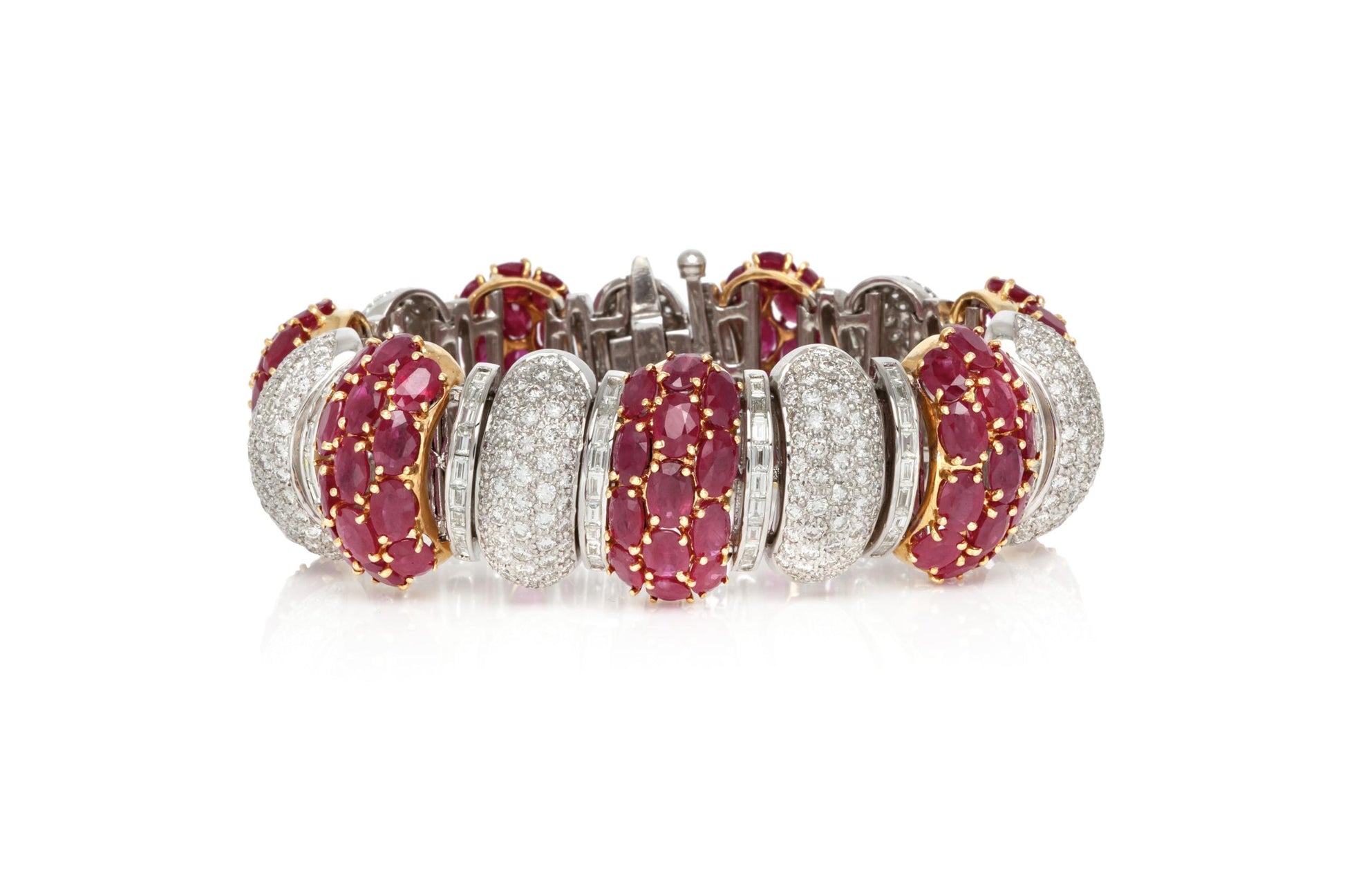 Vintage 1980s 52.39 Carat Ruby and 15.75 Carat Diamond Bracelet