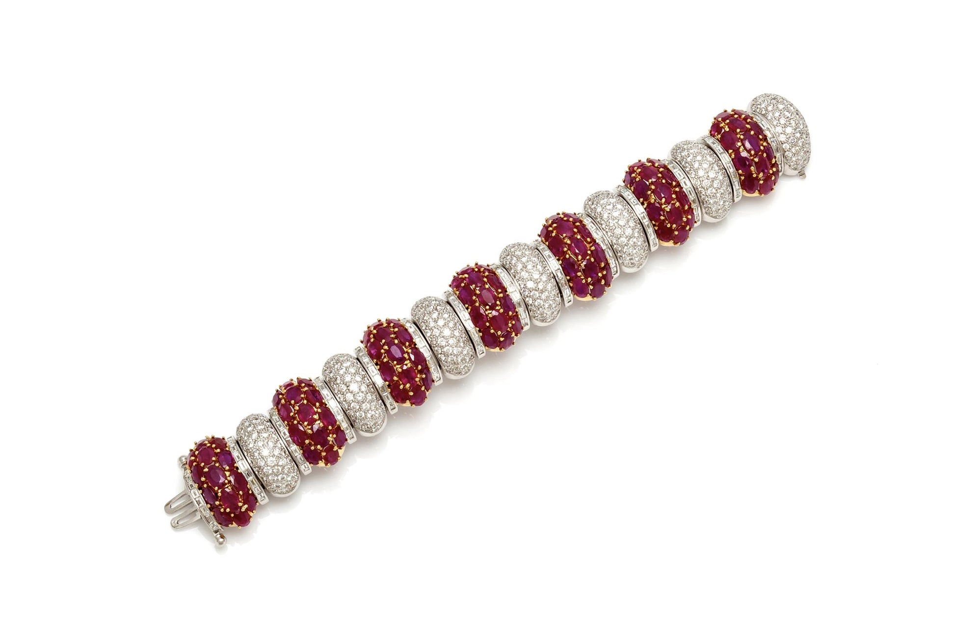 Vintage 1980s 52.39 Carat Ruby and 15.75 Carat Diamond Bracelet