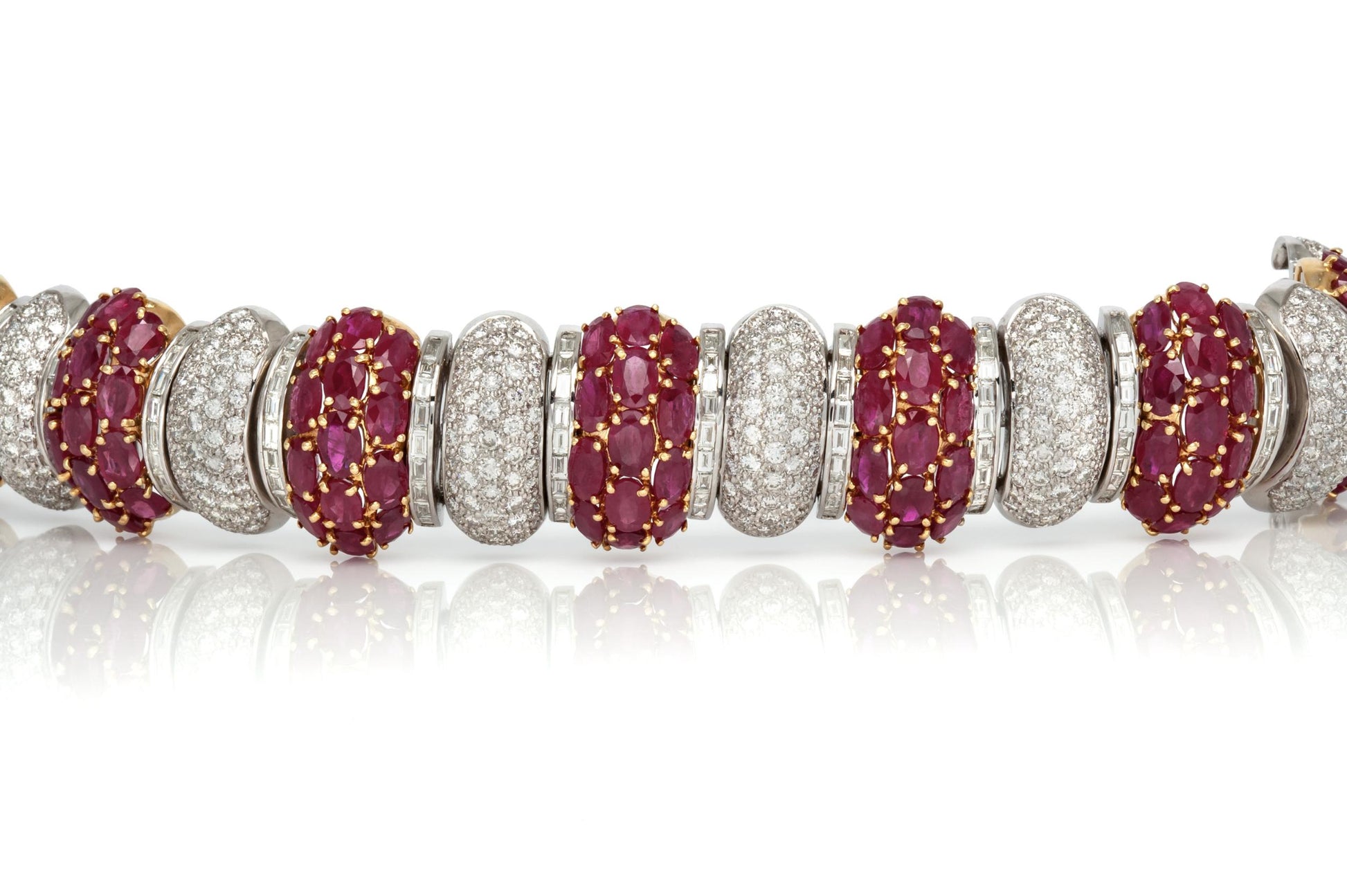 Vintage 1980s 52.39 Carat Ruby and 15.75 Carat Diamond Bracelet