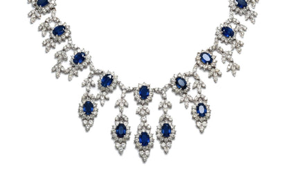 16.58 Carat Sapphire and 16.52 Carat Diamond Necklace
