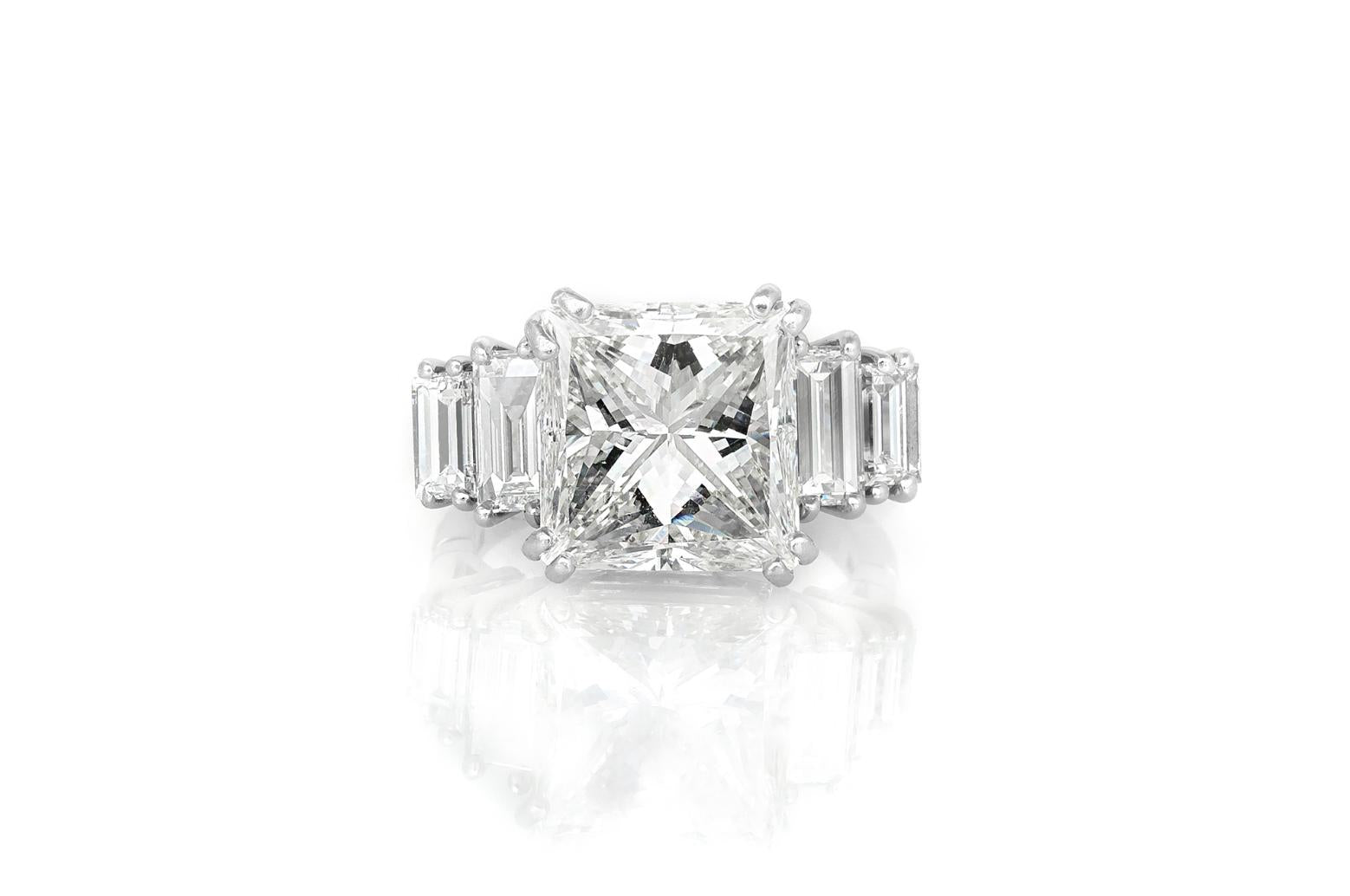 7.11 Carat Princess Cut Diamond Engagement Ring
