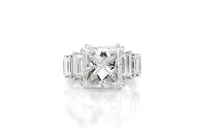7.11 Carat Princess Cut Diamond Engagement Ring