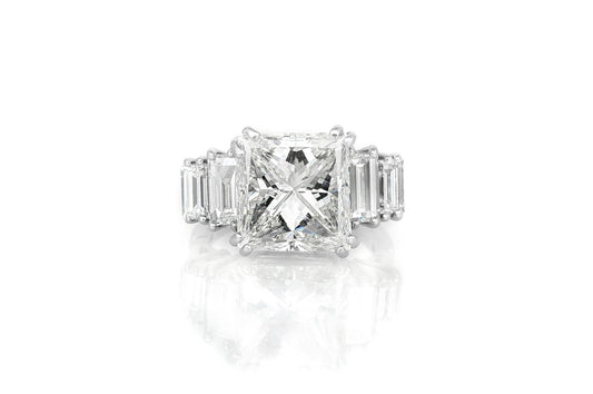 7.11 Carat Princess Cut Diamond Engagement Ring