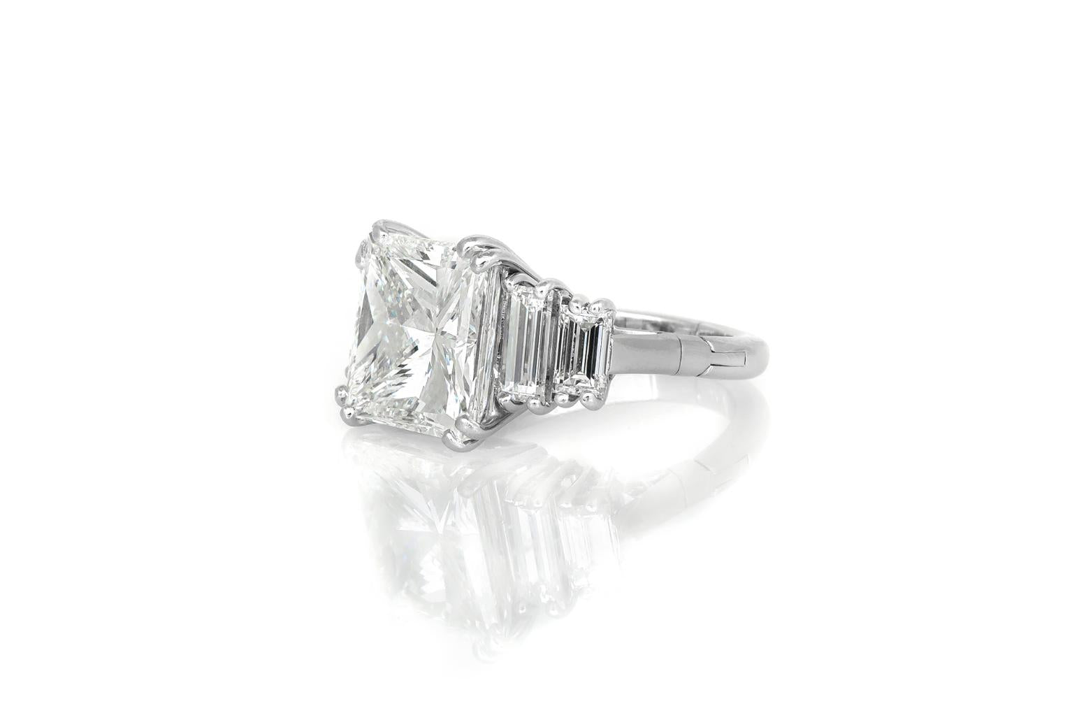 7.11 Carat Princess Cut Diamond Engagement Ring