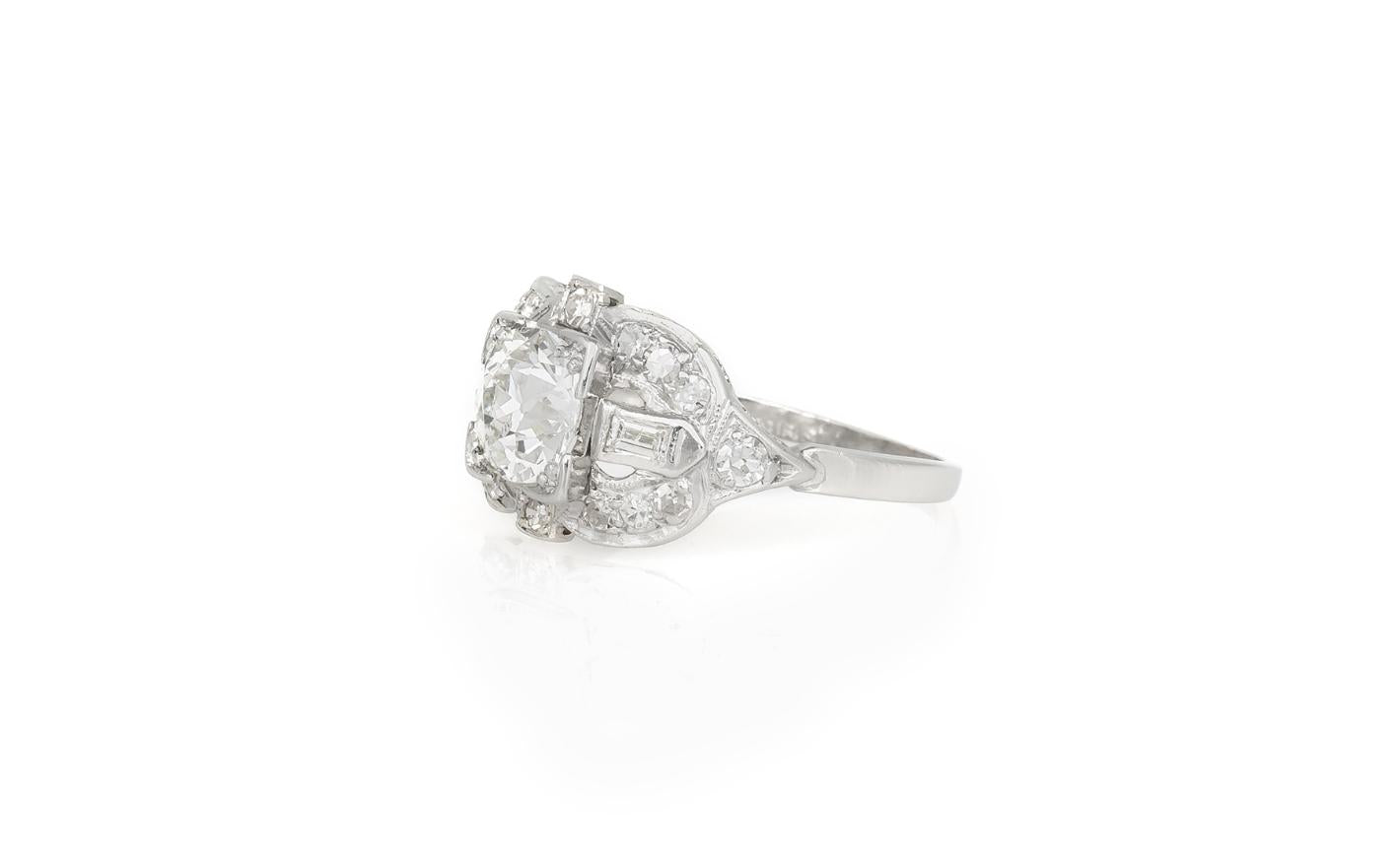 Antique Art Deco 1930s 1.00 Carat Old European Cut Diamond Engagement Ring