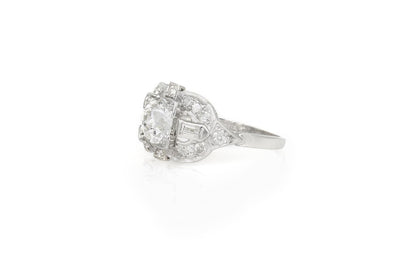 Antique Art Deco 1930s 1.00 Carat Old European Cut Diamond Engagement Ring