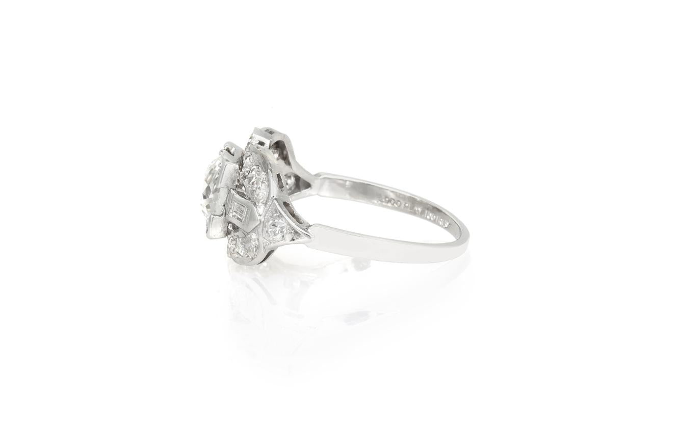Antique Art Deco 1930s 1.00 Carat Old European Cut Diamond Engagement Ring