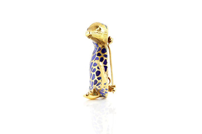 Vintage 1970s Blue Enamel Seal Brooch