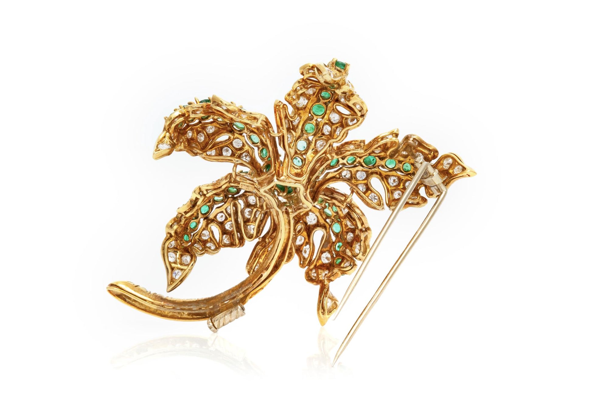 Vintage 1960s Diamond and Emerald Palm Tree Brooch