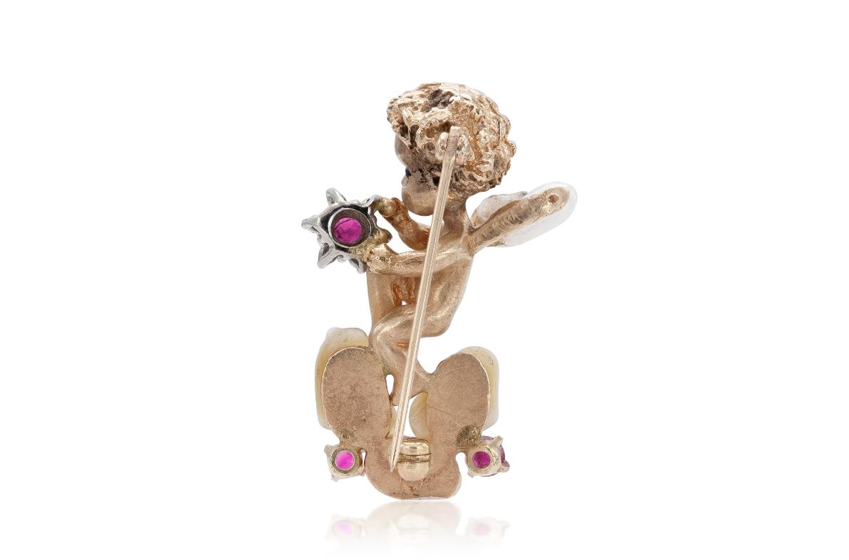Vintage 1940s Retro Cupid Brooch