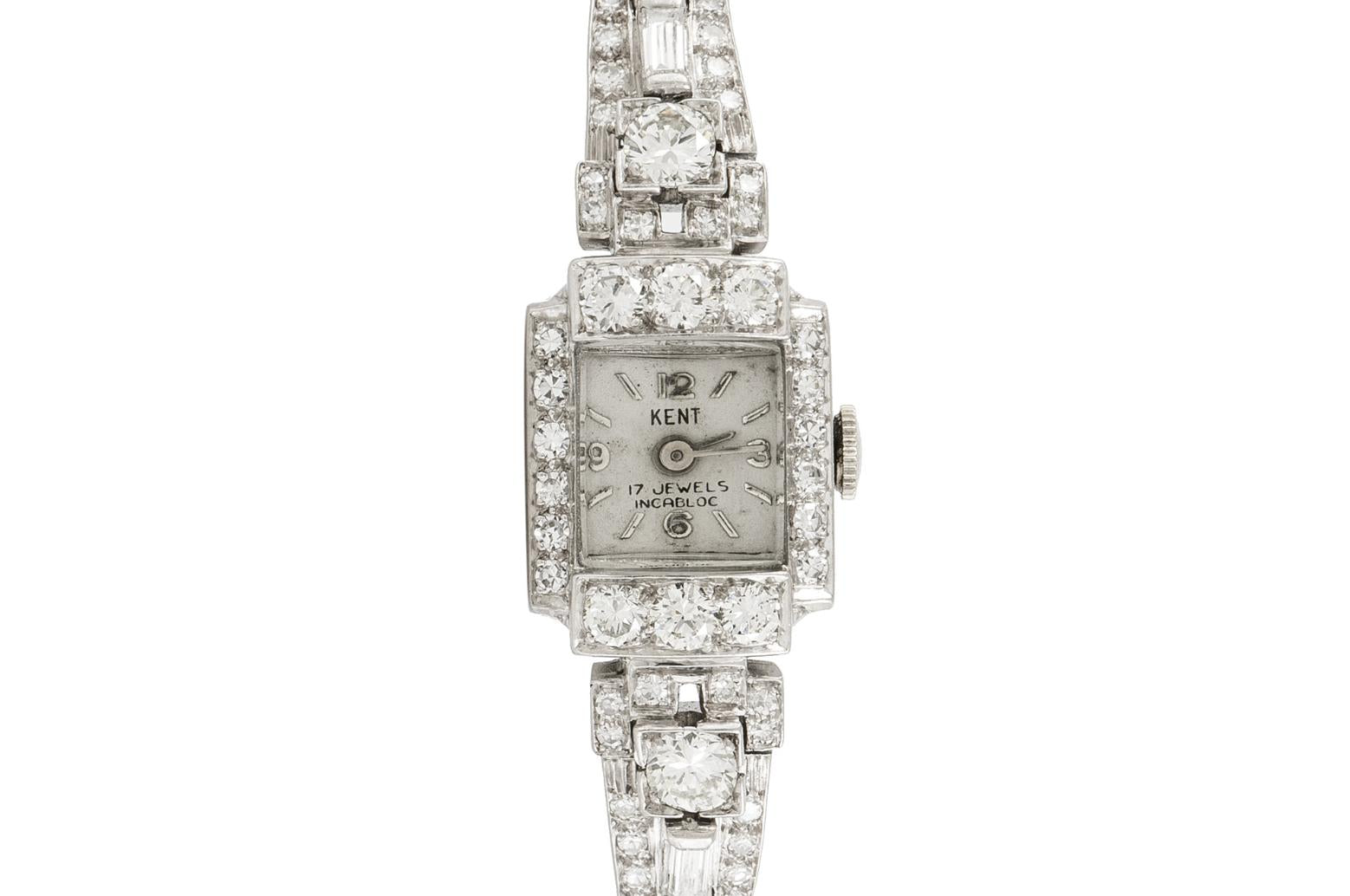 Vintage 1940s Kent 5.28 Carat Diamond Watch