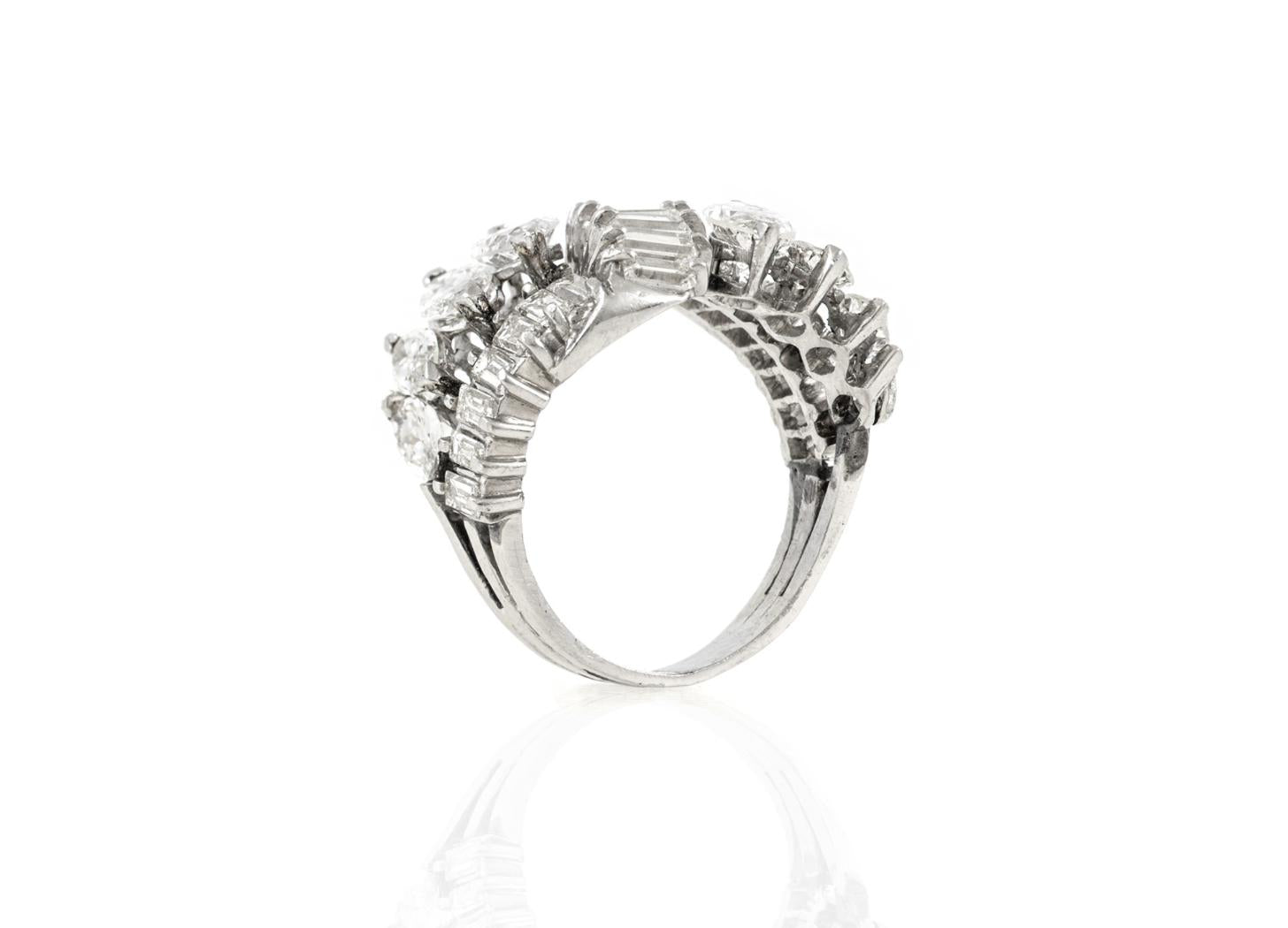 Vintage 1950s 5.00 Carat Marquise and Baguette Cut Diamonds Ring