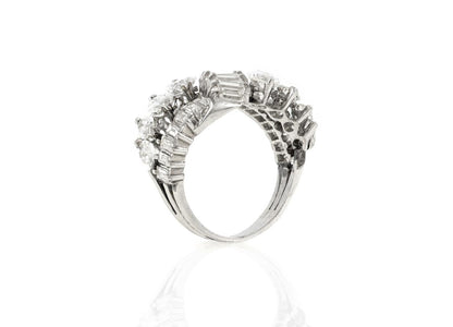 Vintage 1950s 5.00 Carat Marquise and Baguette Cut Diamonds Ring